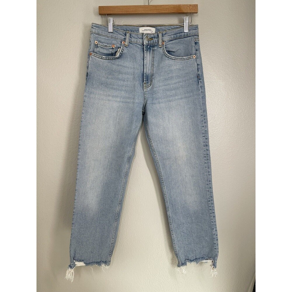 Zara Woman Premium Denim Collection Cut-off Hem Womens Size 6 Light Wash EUC